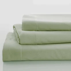 Effen Bedlinnen|Vlak Laken<Colombine Effen bedlinnen - polyester/katoen, amandel groen