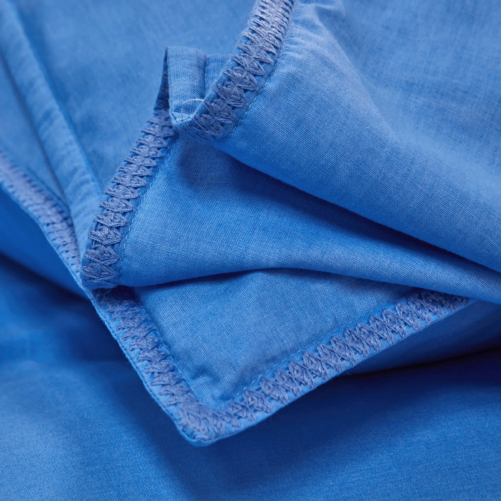 Effen Bedlinnen|Vlak Laken<Blancheporte Effen bedlinnen in gewassen katoen blauw