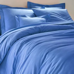 Effen Bedlinnen|Vlak Laken<Colombine Effen bedlinnen in katoen oceaanblauw
