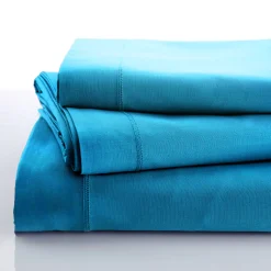 Effen Bedlinnen|Vlak Laken<Colombine Effen bedlinnen in katoen Pruisisch blauw