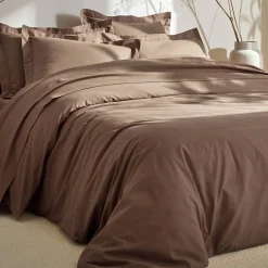 Effen Bedlinnen<Colombine Effen bedlinnen in katoen taupe