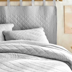 Deken En Bedsprei|Deken, Boutis En Bedsprei<Colombine Effen bedsprei in boutisstijl Cassandre parelgrijs