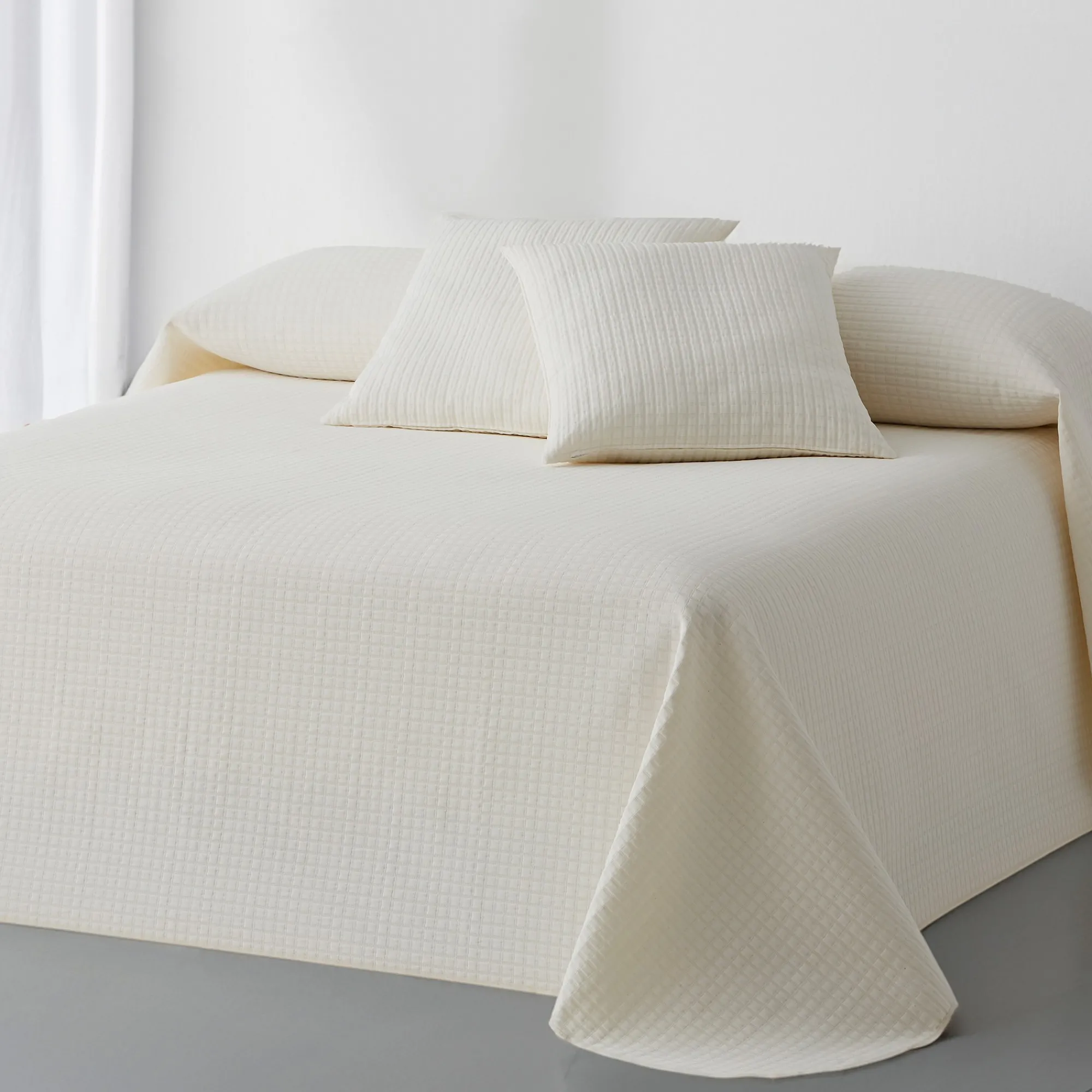 Deken En Bedsprei|Deken, Boutis En Bedsprei<Blancheporte Effen bedsprei met gewafeld effect ivoorkleur