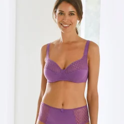 Beha<Confidence Lingerie Effen beha in katoen en kant Coria - zonder beugels paars
