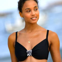 Badmode|Badmode<Blancheporte Effen bikinibeha met beugels en drapering zwart