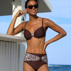 Badmode|Badmode<Blancheporte Effen bikinibeha met beugels en drapering chocolade