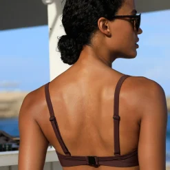 Badmode|Badmode<Blancheporte Effen bikinibeha met beugels en drapering chocolade