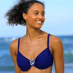 Badmode|Badmode<Blancheporte Effen bikinibeha met beugels en drapering marine
