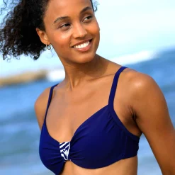 Badmode|Badmode<Blancheporte Effen bikinibeha met beugels en drapering marine