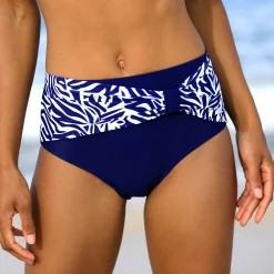 Badmode|Badmode<Blancheporte Effen bikinislip met hoge taille - gedrapeerd effect marine