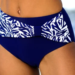 Badmode|Badmode<Blancheporte Effen bikinislip met hoge taille - gedrapeerd effect marine