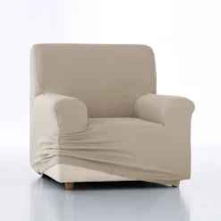 Zitbankhoes<Blancheporte Effen, bi-rekbare hoes voor fauteuil en zitbank vlaskleur