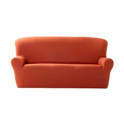 Zitbankhoes<Blancheporte Effen, bi-rekbare hoes voor fauteuil en zitbank terracotta