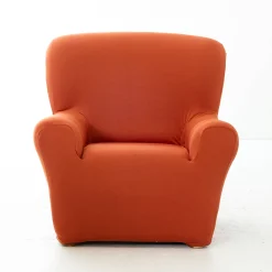Zitbankhoes<Blancheporte Effen, bi-rekbare hoes voor fauteuil en zitbank terracotta