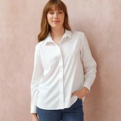 Bloes En Tuniek<Blancheporte Effen bloes met knoopsluiting wit