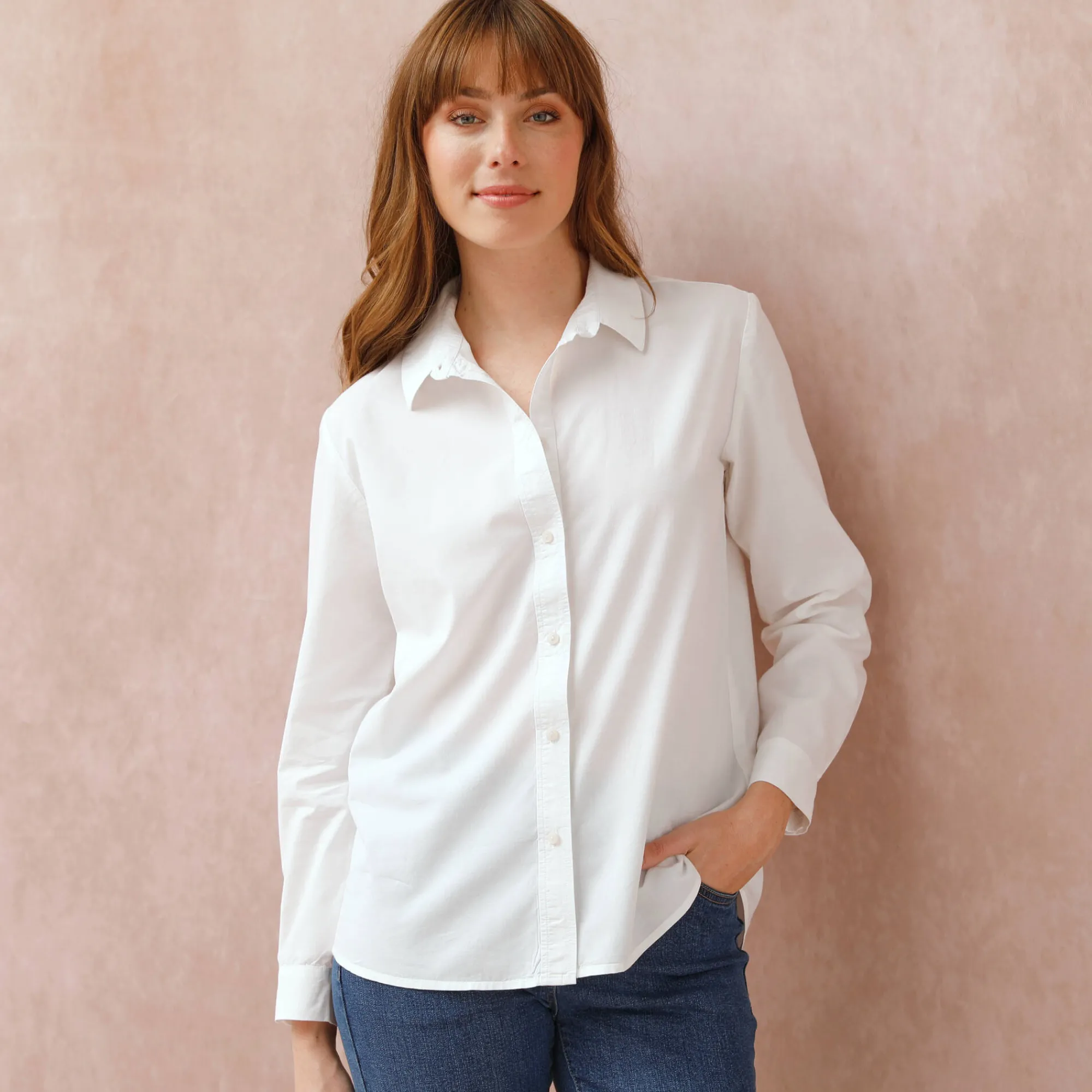 Bloes En Tuniek<Blancheporte Effen bloes met knoopsluiting wit
