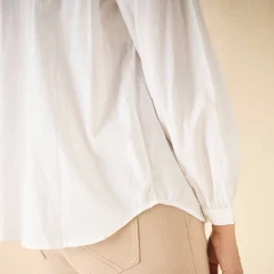 Bloes En Tuniek<Blancheporte Effen bloes met ronde hals, details in ladderajour wit