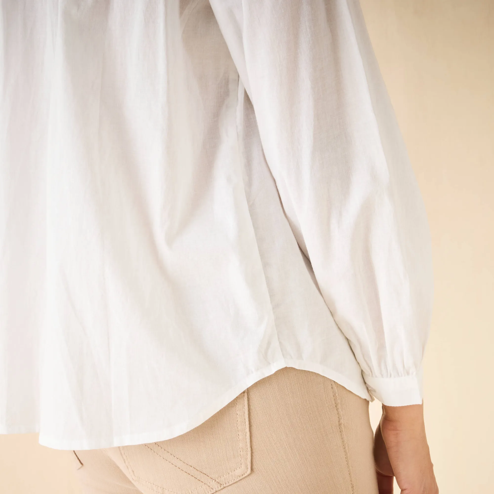Bloes En Tuniek<Blancheporte Effen bloes met ronde hals, details in ladderajour wit
