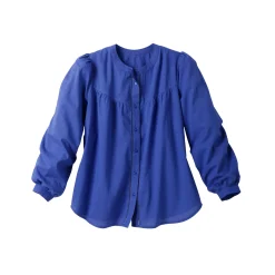 Bloes En Tuniek<Blancheporte Effen bloes met ronde hals, details in ladderajour felblauw
