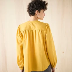 Bloes En Tuniek<Blancheporte Effen bloes met ronde hals, details in ladderajour honing