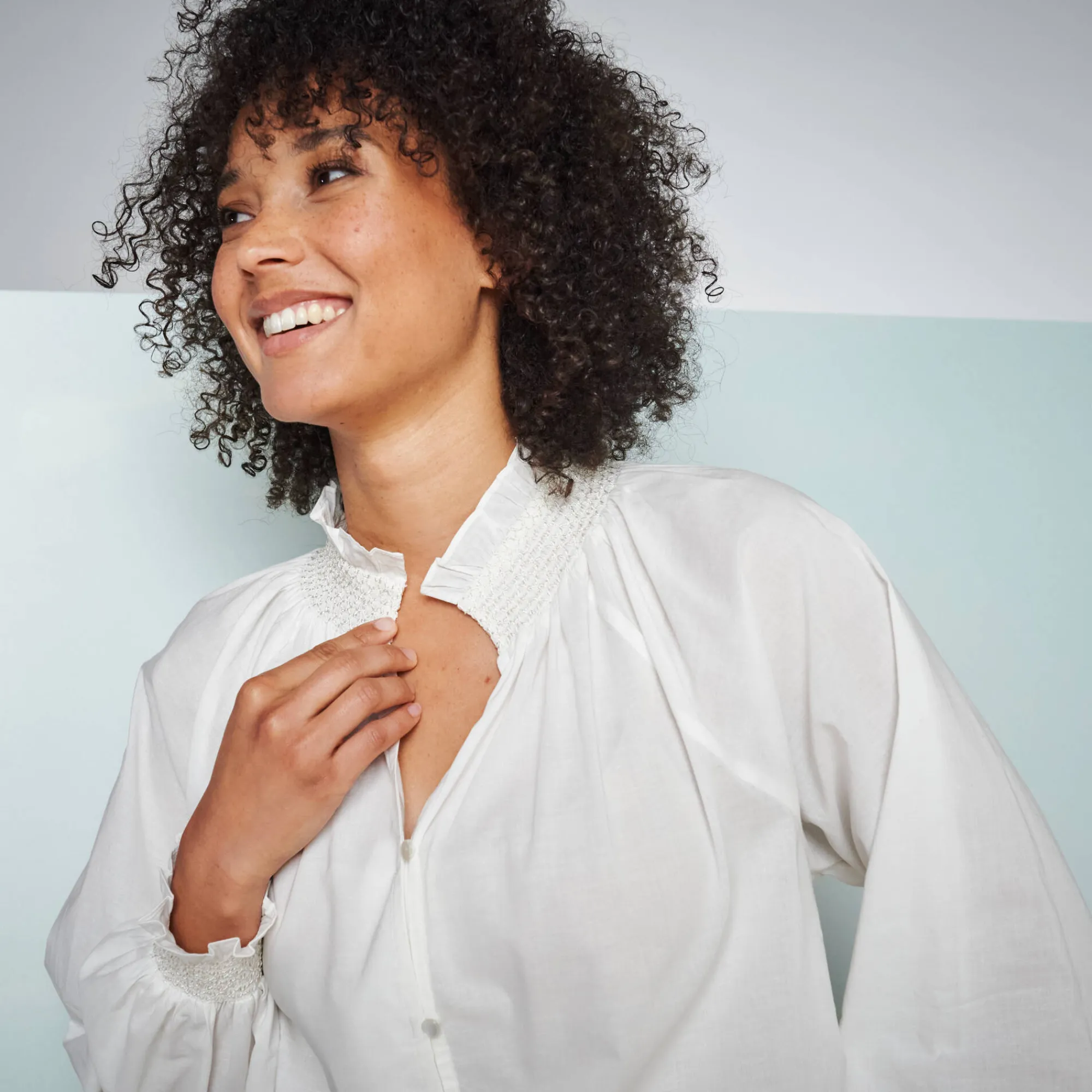 Bloes En Tuniek<Blancheporte Effen bloes met smokwerkdetails, bloezende mouwen ecru