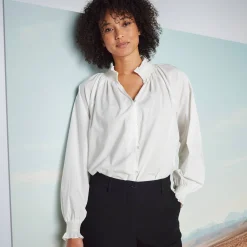 Bloes En Tuniek<Blancheporte Effen bloes met smokwerkdetails, bloezende mouwen ecru