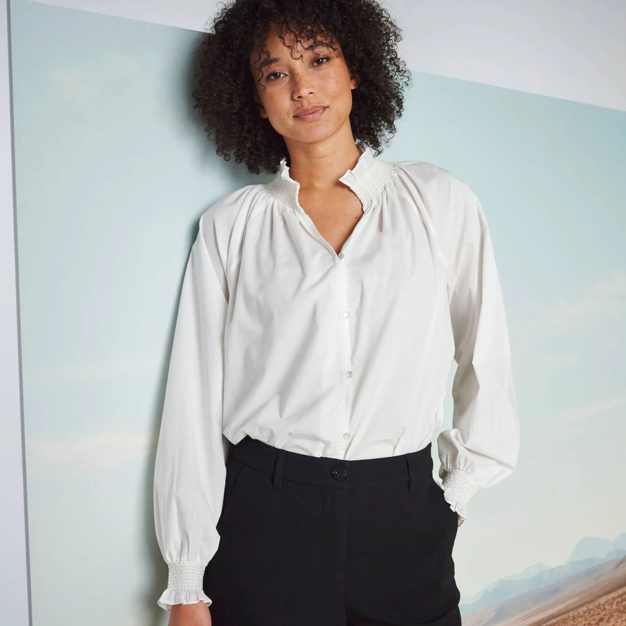 Bloes En Tuniek<Blancheporte Effen bloes met smokwerkdetails, bloezende mouwen ecru