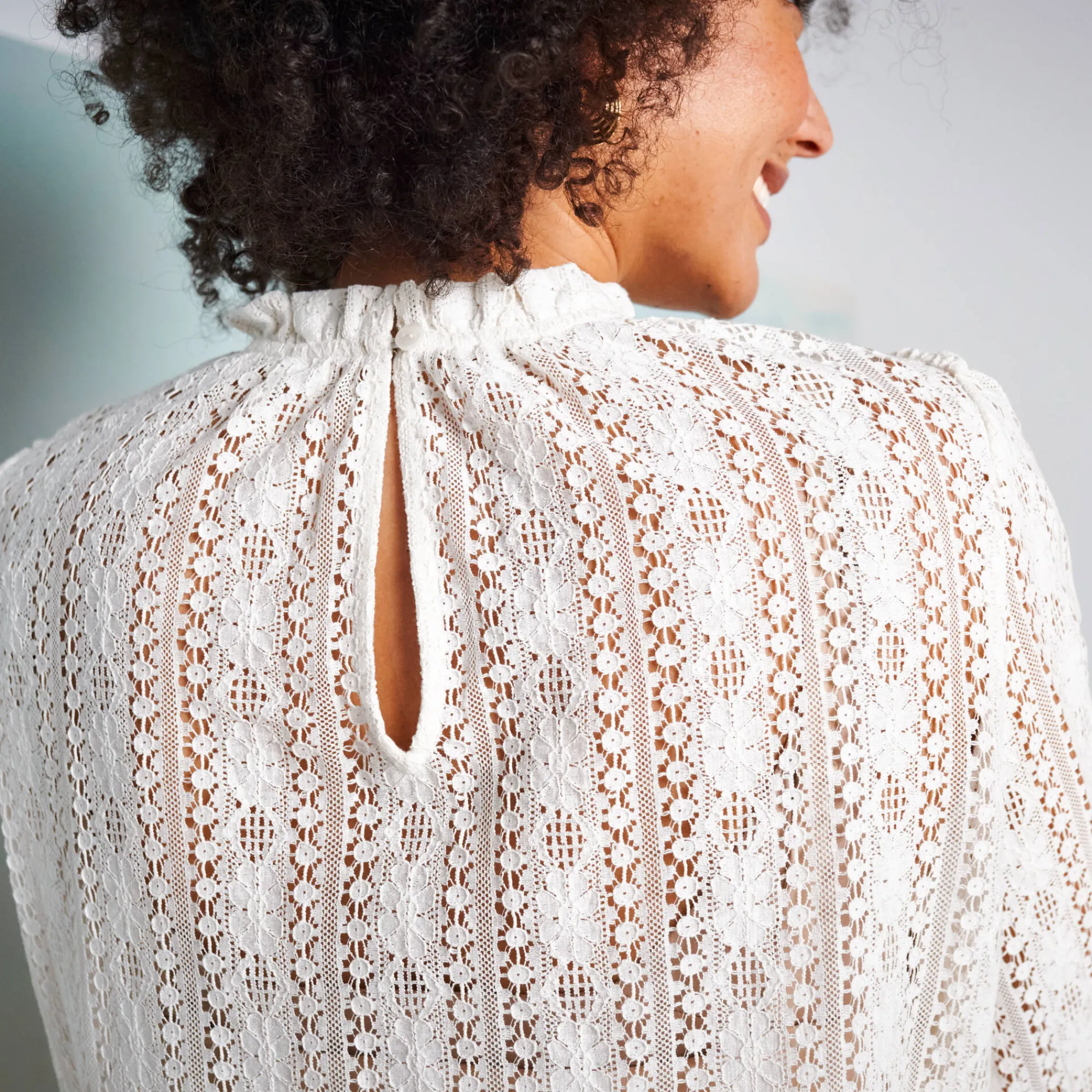 Feestoutfits Dames|Bloes En Tuniek<Blancheporte Effen bloes met Victoriaanse kraag, kant ecru