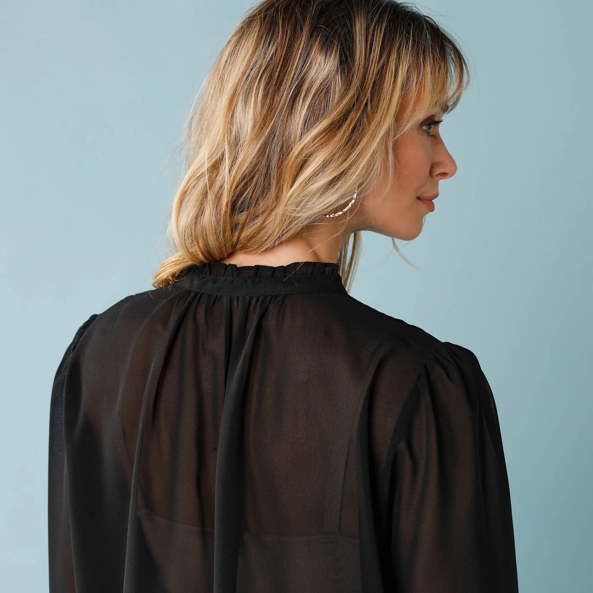 Feestoutfits Dames|Bloes En Tuniek<Blancheporte Effen bloes voor kleine lengtes met plooitjes, gevoerd zwart