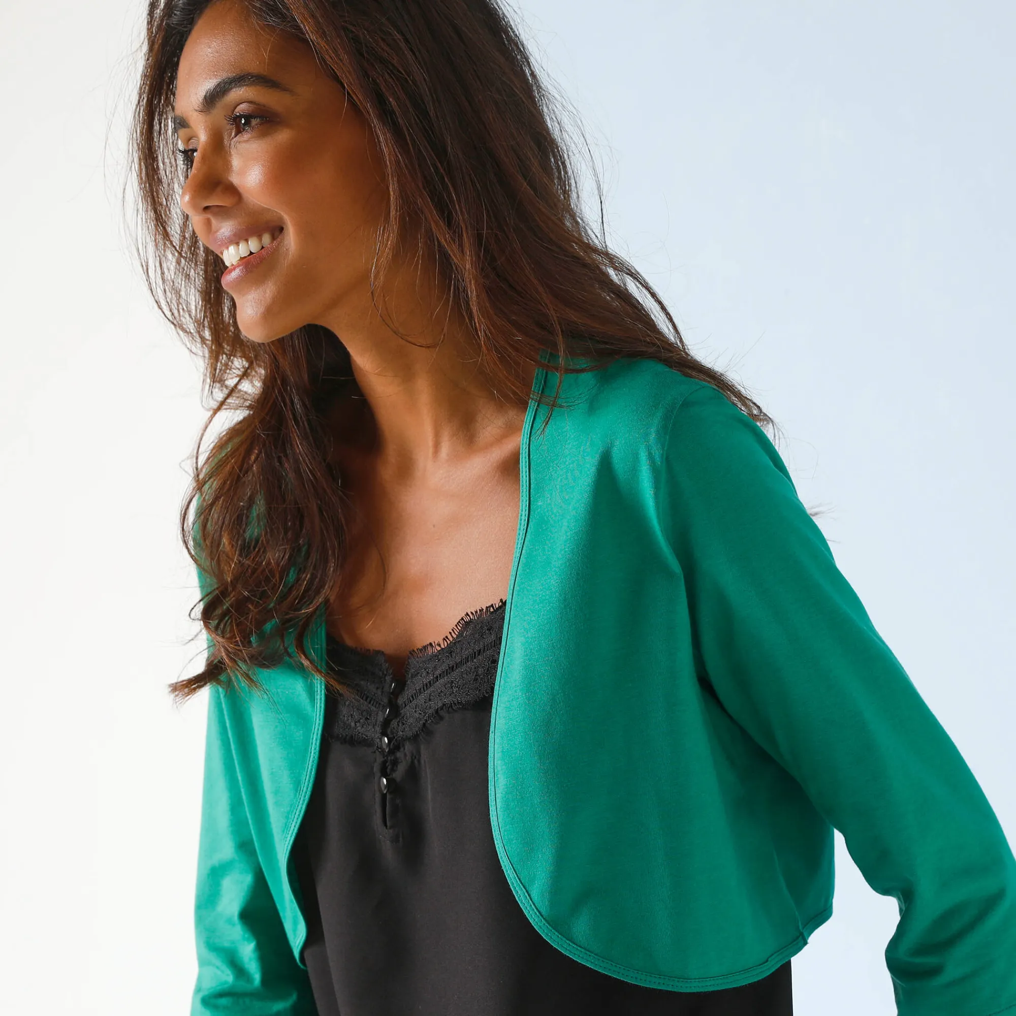Trui En Vest<Blancheporte Effen bolero met 3/4-mouwen smaragdgroen