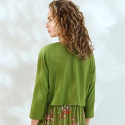 Trui En Vest<Blancheporte Effen bolero met 3/4-mouwen kaki