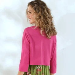 Trui En Vest<Blancheporte Effen bolero met 3/4-mouwen violine