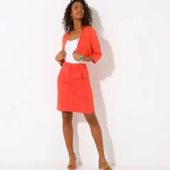 Trui En Vest<Blancheporte Effen bolero met 3/4-mouwen perzik