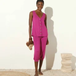 Broek<Blancheporte Effen bolstaande 3/4-broek violine
