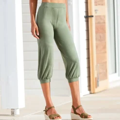 Broek<Blancheporte Effen bolstaande 3/4-broek kaki