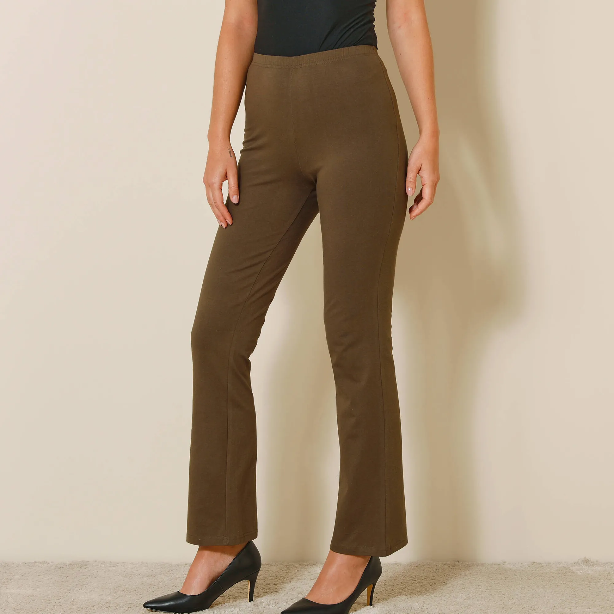 Feestoutfits Dames|Legging<Blancheporte Effen bootcut legging, elastische taille bronskleur