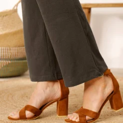 Feestoutfits Dames|Legging<Blancheporte Effen bootcut legging, elastische taille bronskleur