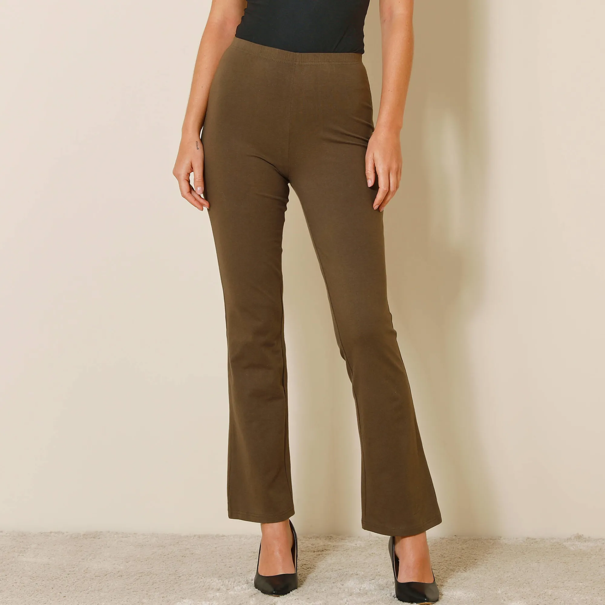 Feestoutfits Dames|Legging<Blancheporte Effen bootcut legging, elastische taille bronskleur