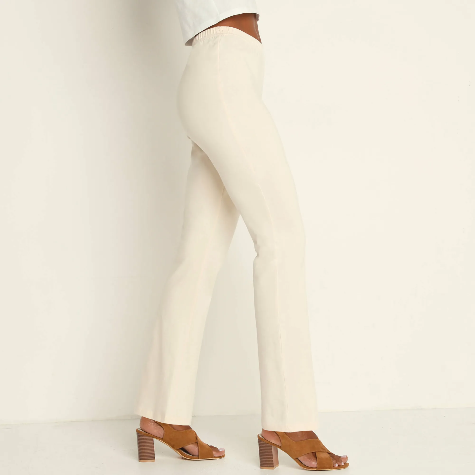 Legging<Blancheporte Effen bootcut legging, elastische taille ecru