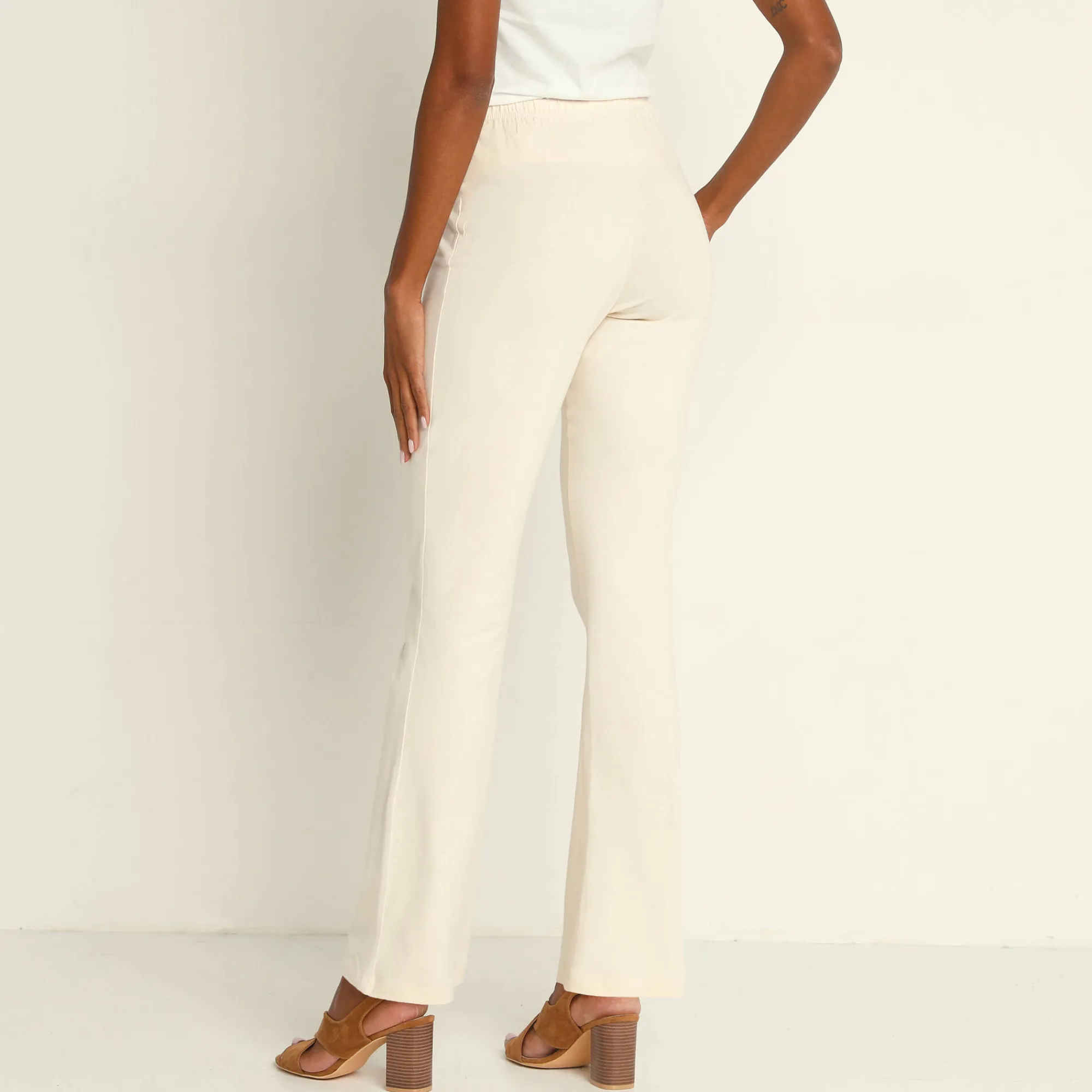 Legging<Blancheporte Effen bootcut legging, elastische taille ecru