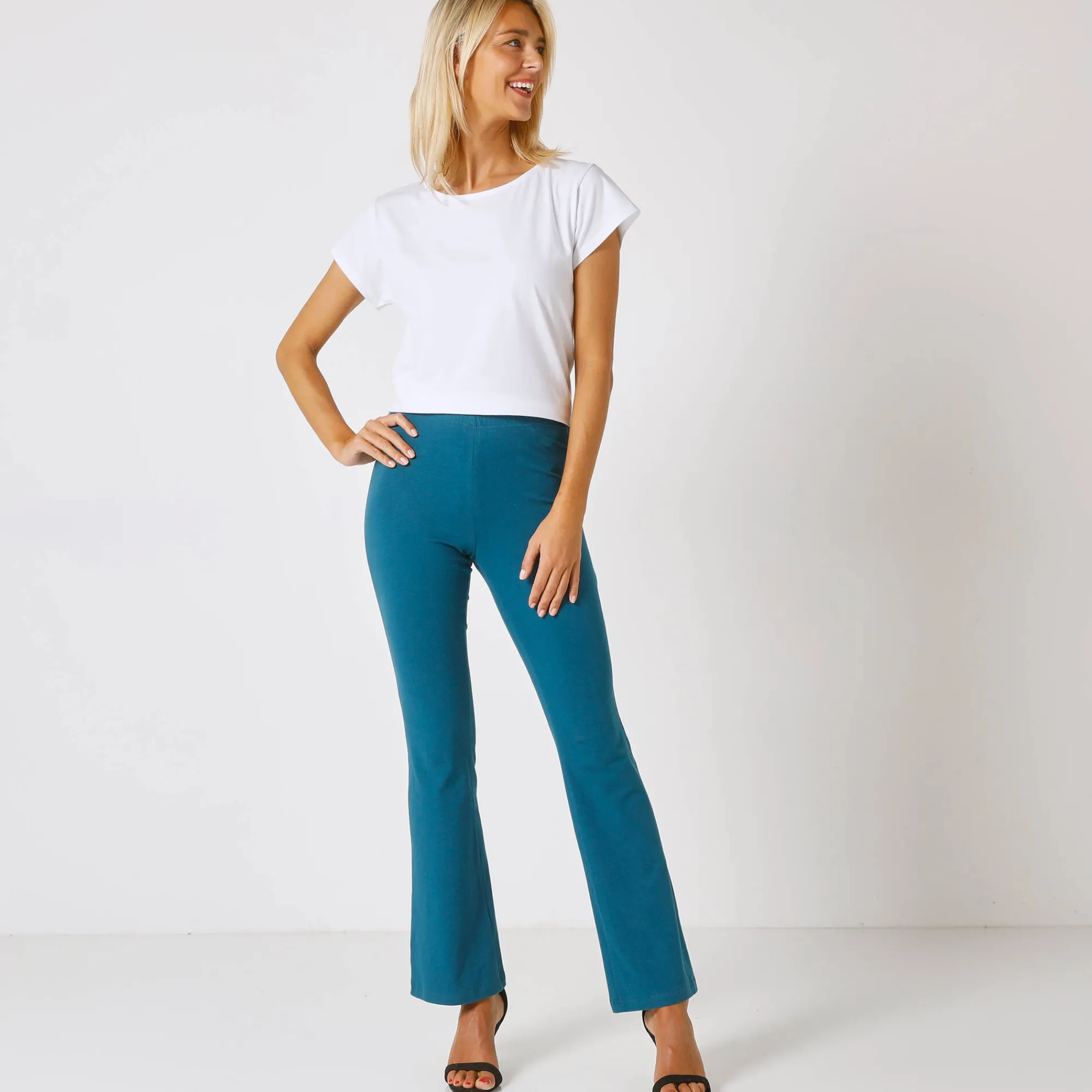 Legging<Blancheporte Effen bootcut legging, elastische taille blauw