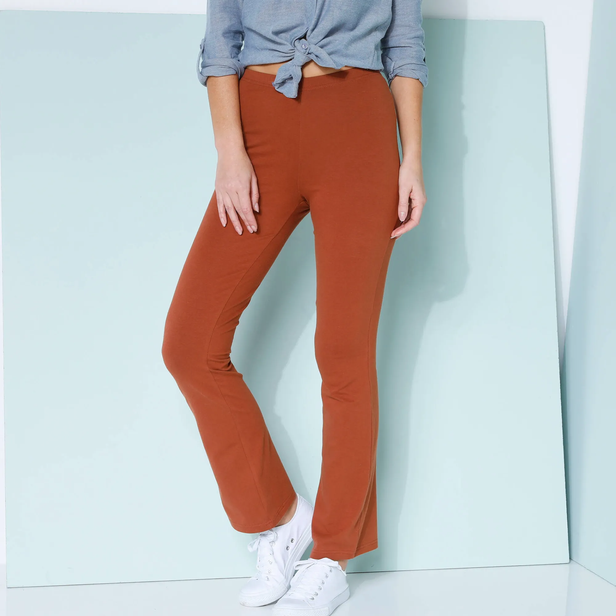 Legging<Blancheporte Effen bootcut legging, elastische taille donkerkaramel