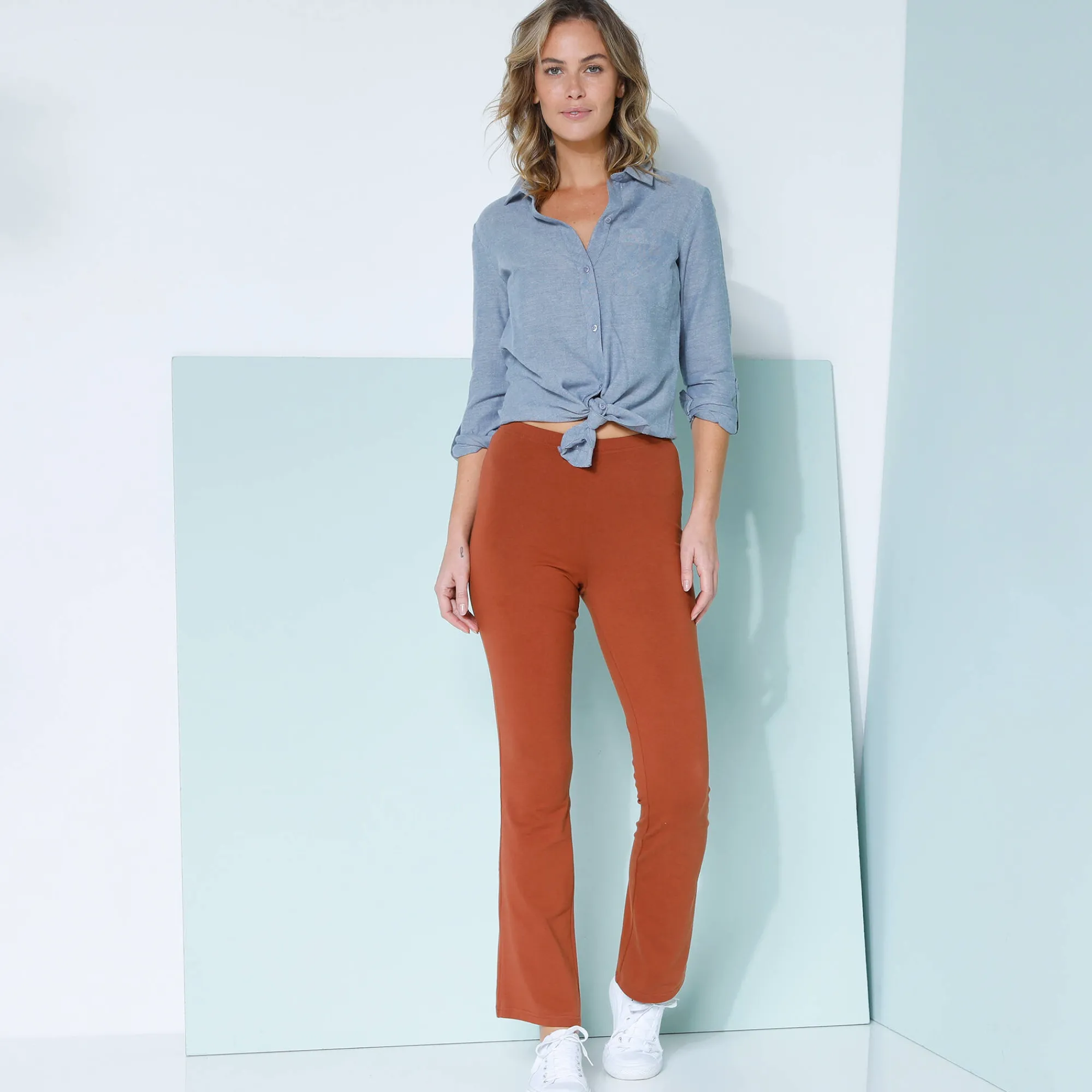 Legging<Blancheporte Effen bootcut legging, elastische taille donkerkaramel