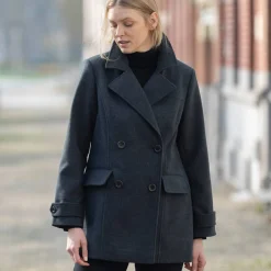 Jas En Mantel<Blancheporte Effen cabanmantel met knoopsluiting chiné antraciet