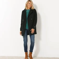 Jas En Mantel<Blancheporte Effen cabanmantel met knoopsluiting zwart