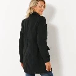 Jas En Mantel<Blancheporte Effen cabanmantel met knoopsluiting zwart