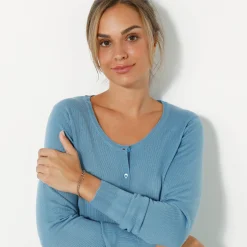 Trui En Vest<Blancheporte Effen cardigan met kasjmiertouch grijsblauw