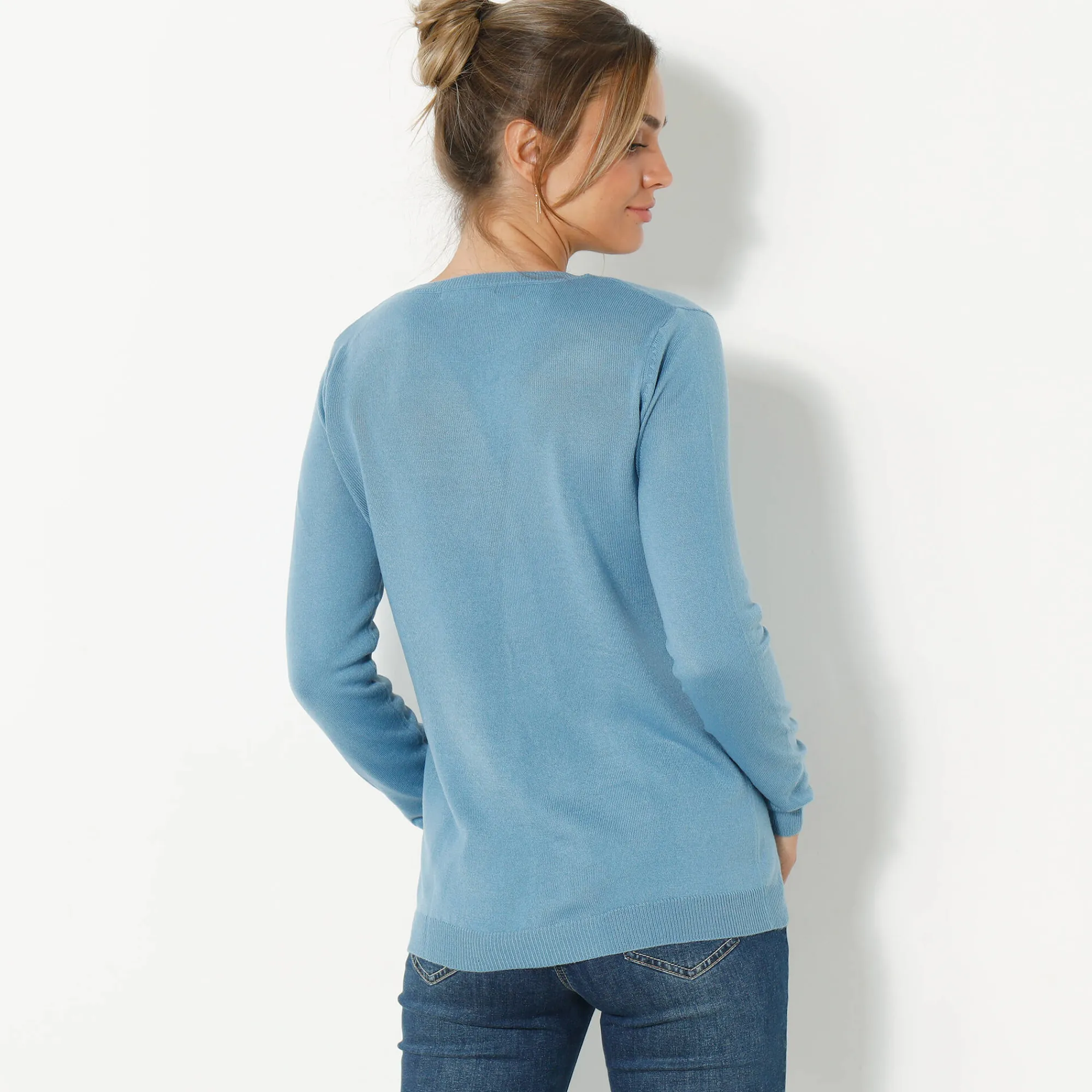 Trui En Vest<Blancheporte Effen cardigan met kasjmiertouch grijsblauw