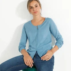 Trui En Vest<Blancheporte Effen cardigan met kasjmiertouch grijsblauw