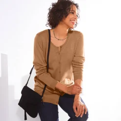Trui En Vest<Blancheporte Effen cardigan met kasjmiertouch hazelnootbruin